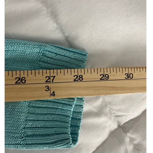 Lauren Ralph Lauren Silk Blend Cable Knit V Neck Sweater Aqua Blue Long Sleeve S - Picture 8 of 8